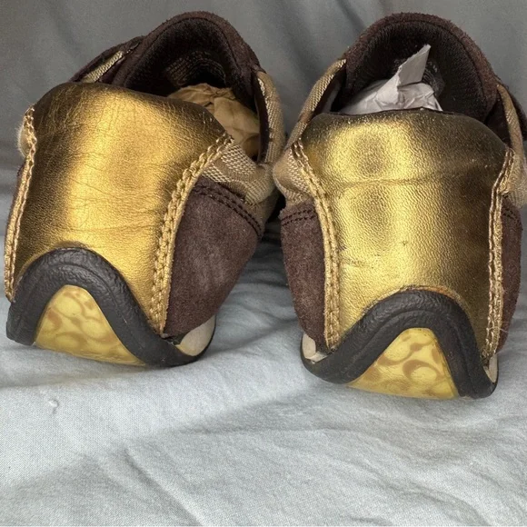 Coach Jenney Signature Sneakers | Brown & Gold | Size 7.5M | Logo Athletic Shoes - Picture 3 of 8
